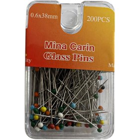 Resim MinaCarin Mina Carin Eşarp İğnesi 2 Paket Siyah ve Renkli Başlı 200 X 2 Toplu İğne 