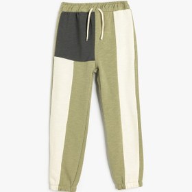 Resim Koton Jogger Eşofman Altı Beli Bağlamalı Renk Bloklu Pamuklu Şardonlu Haki 5wmb40016tk Haki 