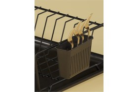 Resim Feyza Design Şık Tek Katlı Bulaşıklık Seti, Mat Siyah Tabaklık ve Siyah Tepsi 