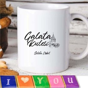 Resim Kişiye Özel Galata Kulesi Temalı I Love You Çikolata ve Kupa Seti -99 