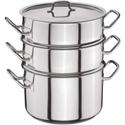 Resim Öztiryakiler Buharlı Pişirme Seti. 1 Adet 36x22 CM Tencere 2 Adet 36x17 CM Süzgeç Tencere 