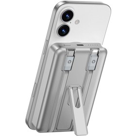 Resim WIWU Wi-P056 Taşınabilir Wireless Şarj ve PD Hızlı Şarj Özellikli Powerbank 15W 10000mAh Gri 