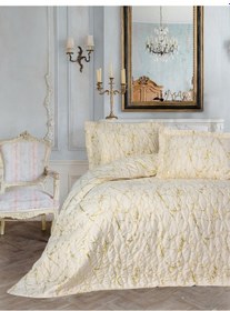 Resim Cotton Box Smart Tek Kişilik Yatak Örtüsü Kadife Varaklı Destello Krem 
