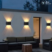 Resim 2 adet Konkav Lensli Güneş Duvar Lambası, Sıcak/Beyaz Işık Dış Mekan Lambaları, Ev Kullanımı, Villa, Bahçe, Çit, Duvar Lambaları, Peyzaj Dış Mekan Lambaları için Uygun 
