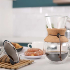 Resim Linan Ware Chemex Filtre Kahve Demleme, Çelik Filtre Aparatlı, Isıya Dayanıklı Borosilikat Cam 600 ml 