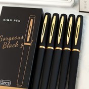 Resim 6'lı Paket Siyah & Altın Şık Jel Kalem - 0.5mm/0.7mm/1.0mm İnce Uçlar, Yüksek Kapasiteli Mürekkep, Ofis ve Günlük Yazı için Akıcı Yazım - İş Profesyonel & Sanatsal Kullanım, Pil Gerekmez 