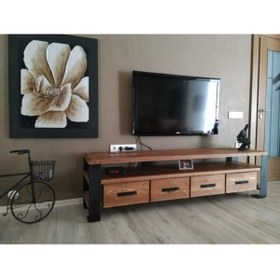 Resim deryawood Masif Ahşap Çekmeceli Tv Ünitesi 180cm X 45cm 