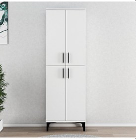 Resim Ferniso Mobilya 4 Kapak 6 Bölmeli Ayakkabılık Full Beyaz 