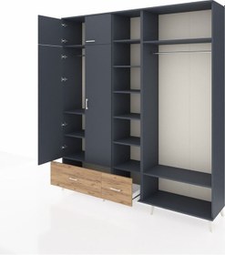 Resim Hyperion Dolap 12 Raflı 2 Çekmeceli 2 Askılı 220x44x243 Antrasit-antrasit/çam Antrasıt/atlas Çam 