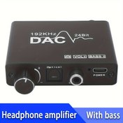 Resim 192kHz/24Bit DAC Dijitalden Analoğa Ses Dönüştürücü Ayarlanabilir Ses ve Bas Kontrolü ile, USB Güçlü 5V, Optik/Koaksiyelden RCA Kulaklık Amplifikatörü - Pil Gerekmez 
