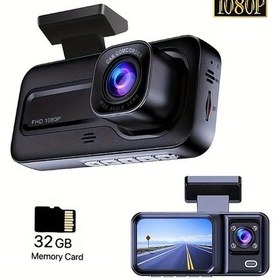 Resim Dashanshop 2 Kamera Arka Yok 32g 3 Lens Araç Dvr Hd 1080p Dash Kamera Park Modu Gece Görüşü Döngü Kayıt 32gb Sd Kart 