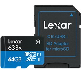 Resim LEXAR 64GB 633X MICROSDXC SD ADAPTÖRLÜ 95MB/S HAFIZA KARTI 