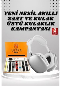 Resim Kulak Üstü P9 Kablosuz Bluetooth Kulaklık Ve 7 Kordonlu Akıllı Saat 