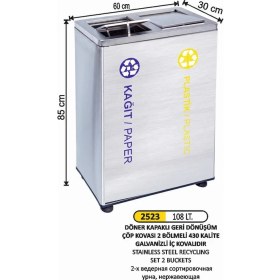 Resim Arı Metal Geridönüşüm Seti 2 Li Paslanmaz Döner Kapaklı 