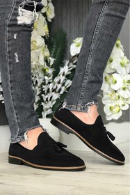 Resim tomıross Loafer Erkek Siyah Süet Püsküllü Günlük Ayakkabı Loaferpskl-001 