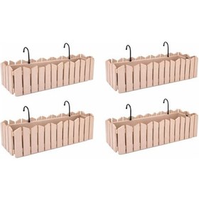 Resim Ozn-616 Efes Askılı Balkon Saksı Takımı 9 Litre No:2 Bej 4 Adet 