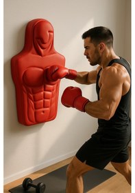 Resim Boks Adam Duvar Askılı Boks Standı Kırmızı 