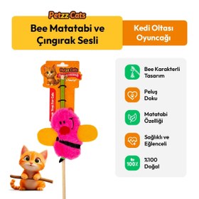 Resim PetzzCats Bee Matatabi ve Çıngırak Sesli Kedi Oltası Oyuncağı Pembe 42 Cm 
