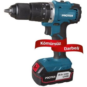 Resim Proter PST 540 BL 20V 4Ah Li-ion Çift Akülü Kömürsüz Darbeli Matkap 