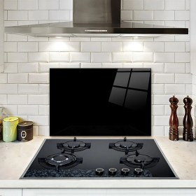 Resim Decorita Cam Ocak Arkası Koruyucu | Düz Renk - Siyah | 40CM x 60CM 