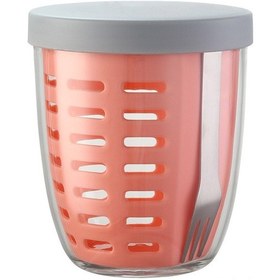 Resim Springsun 304 Paslanmaz Çelik Çatalı Salata Kasesi - Meyve Süzgeçli, Taşınabilir, Dışarıda Kullanım İçin, Pembe, 601-700ml 