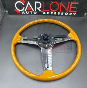 Resim carlone Personel Ahşap Vintage Retro 38cm Direksiyon- Etiketçilere Özel Şık Ahşap Direksiyon 