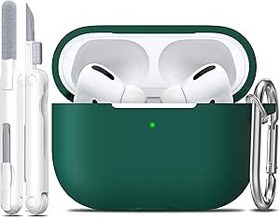 Resim R-fun Temizleme Setli AirPods Pro Generation için Koruyucu Kılıf, Apple AirPods Pro 2019 Şarj Kutusu için Tam Silikon Koruma[Ön LED Görünür],Orman yeşili 