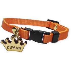 Resim İsimli Kedi Tasması , Kedi İsimlik , İsme Özel Tasma , Turuncu 