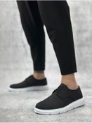 Resim BOA BA0003 Bağcıklı Klasik Spor Keten Siyah Beyaz Taban Casual Erkek Ayakkabı 
