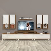 Resim Decoraktiv Ekoflex 8da Slm Retro Tv Ünitesi Tv Sehpası - Ceviz - Beyaz 