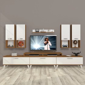 Resim Decoraktiv Ekoflex 8da Slm Retro Tv Ünitesi Tv Sehpası - Ceviz - Beyaz 