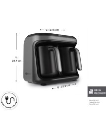 Resim Karaca 10 Fincan Kapasiteli Bol Köpüklü Otomatik Türk Kahve Makinesi Space Grey Hatır Hüp Düet Aroma 