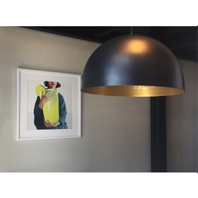 Resim Retro Metal Sarkıt Siyah Içi Sarı 40 Cm 
