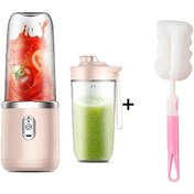 Resim Topshop1 Pembe Taşınabilir Blender 2 Bardak + Fırça Seti 430ml Usb Şarjlı Seyahat 