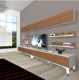 Resim Decoraktiv Eko 360y Mdf Gold Tv Ünitesi Tv Sehpası - Beyaz - Ceviz 