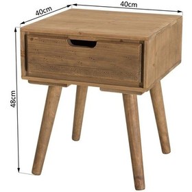Resim Vintage Model Tek Çekmeceli Ahşap Komodin Ceviz 