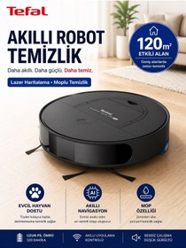 Resim TEFAL Yapay Zeka Evcil Hayvan Dostu Akıllı Robot Süpürge Otomatik Navigasyon Güçlü Emiş Sessiz Çalışma 