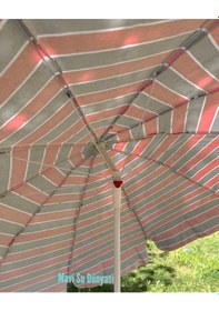 Resim Plaj Deniz Balkon Şemsiyesi %100 Pamuk Branda Kumaşlı Şemsiye Bidonsuz Eğilebilir 2 Metre Şe Kırmızı 