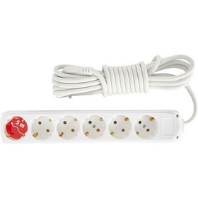 Resim Almera 6'lı Topraklı Grup Priz 5 Metre Beyaz 