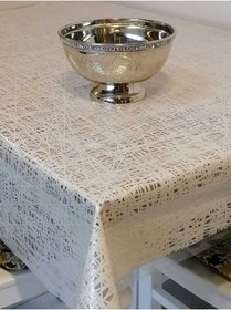 Resim İthal Pvc Muşamba - Desenli Silinebilir Masa Örtüsü 11lace011 Krem 