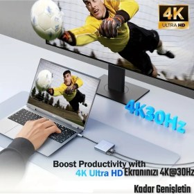 Resim Lemorele Type-C Girişli 3'ü 1'Arada HDMI 4K+Pd 100W+Usb 3.0 5Gbps.Çeviri Adaptör Ce Lisanslı Orjinal 