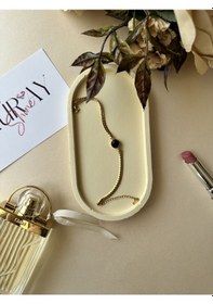 Resim Siyah Taşlı Çelik Minimal Gold Şık Bileklik Renkli 
