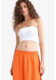 Resim Defacto Fitted Seamless Straplez Bluz F9409ax25hswt34 Beyaz 