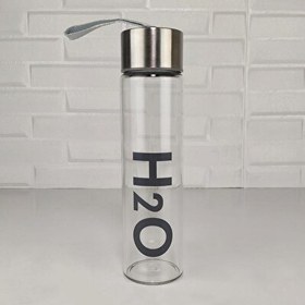 Resim DigitHome H2O81454 C1-1-18 H2o Metal Kapaklı Gri Cam Matara 