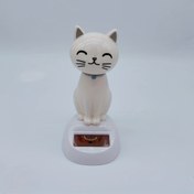 Resim Güneş Enerjili Titrek Karikatür Kedi Şekilli Süs Araba Dekorasyonu - Yaratıcı İç Mekan Hediye 