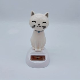 Resim Güneş Enerjili Titrek Karikatür Kedi Şekilli Süs Araba Dekorasyonu - Yaratıcı İç Mekan Hediye 