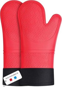 Resim 2 Adet Silikon Yanmaz Yapışmaz Isı Yalıtımlı Mutfak Fırın Eldiveni Kırmızı 