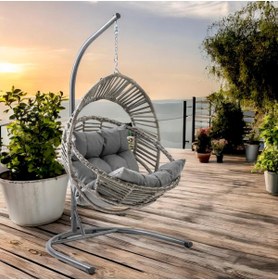 Resim Capri Swing Nobel Tekli Rattan Bahçe Balkon Salıncağı 