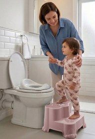 Resim Wumboo Kaydırmaz Çocuk Basamağı - Çift Katlı Banyo Merdiven Yükseltici Bebek Basamağı -Pembe 