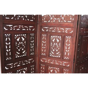 Resim Ahşap Maun Rengi El Oyması Paravan 